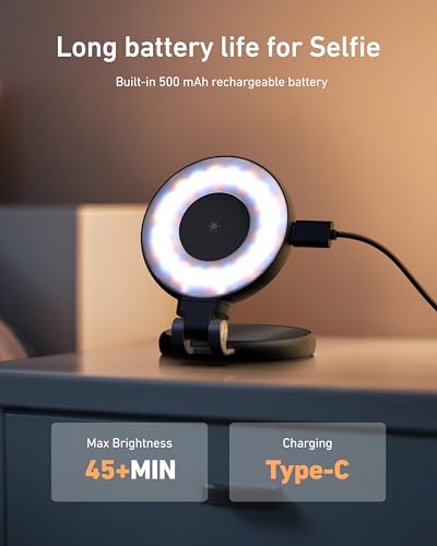 TELESIN C03 Magnetic Phone Beauty Selfie Light Compatible with iPhone Magsafe, CRI97 360° LED Selfie Ring Fill Light with Mirror for Selfies/Photography/TikTok/Zoom Calls/Video Conference(Black) - color: Black