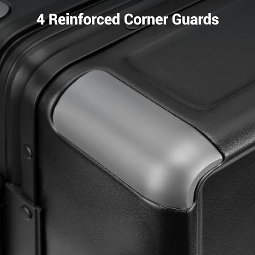 LEVEL8 Zipperless Carry On Suitcase Airline Approved with Aluminum Frame, Hard Shell Luggage with Spinner Wheels, Metal Travel Luggage, 20 Inch, Black - color: Black, size: Carry-On 20 Inch (With 6PC Organizers)