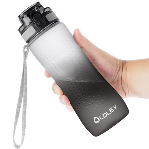 OLDLEY 25 oz Water Bottle, Motivational Water Bottle with Time Marker, Sports Water Bottle With Strap, Leakproof & BPA Free Large Water Bottles for School, Gym, Travel, Outdoor, Tritan,White&Black - color: White&Black, size: 25 Ounces