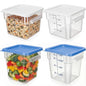Lallisa 4 Pcs 8qt & 4qt Clear Food Storage Containers with Lids Handles and Scales, Stackable Plastic Square Food Storage Containers for Dough Proofing Baking Kitchen Restaurant(White, Blue) - color: White, Blue