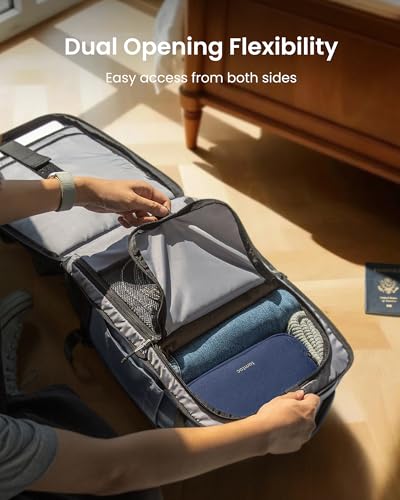 tomtoc Travel Backpack 40L, TSA Friendly Flight Approved Carry-on Luggage Hand Water-resistant Lightweight Business Rucksack, Durable Large Weekender Bag Daypack Fits 17.3 Inch Laptop - color: Silver Gray-ripstop, size: 40L