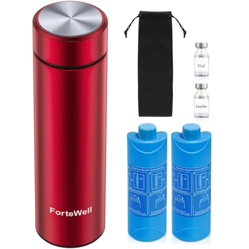 60H Insulin Cooler Travel Case TSA Approved, Portable Medication Cooler for 2-3 Insulin Pens or Vials, Double-Layer Vacuum Insulated Diabetic Travel Case with Reusable Ice Packs (Red) - color: Crimson Red
