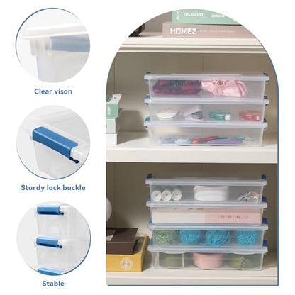 Clear Plastic Storage Bins with Lids Stackable Storage Box for Crafts, Supplies (Small 8Pack Blue) - size: Small 8Pack Blue