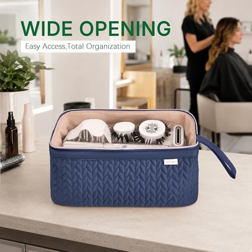 KarSyon Shark Flex Style Case for Airwrap Hair Dryer Brush Revlon Hair Tools Travel Bag Carrying Case Flat Curling Iron Organizer (Navy Blue) - color: Navy Blue