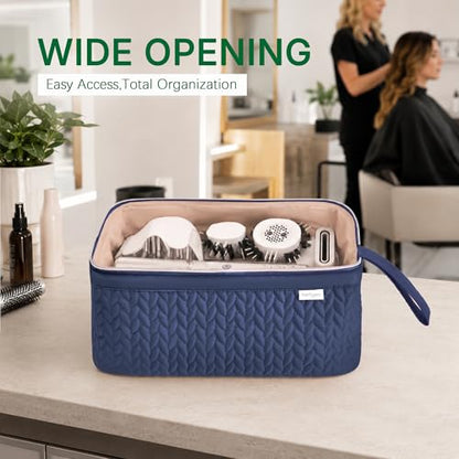 KarSyon Shark Flex Style Case for Airwrap Hair Dryer Brush Revlon Hair Tools Travel Bag Carrying Case Flat Curling Iron Organizer (Navy Blue) - color: Navy Blue