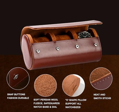 Watch Travel Case Hold 3 PCS Watches Travel Watch Case for Wristwatches & Smart Watches and Watch Travel Case for Men - size: 3 Slot
