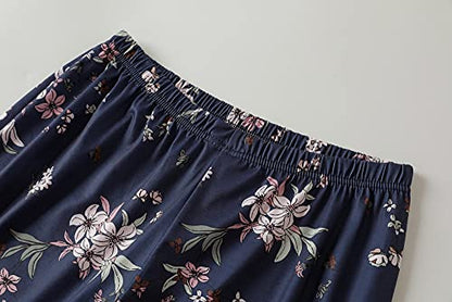 HONG HUI Women's Capri Pajama Sets Plus Size Sleepwear Top with Capri Pants 2 Piece Sleep Set - color: Dark Blue, size: X-Large