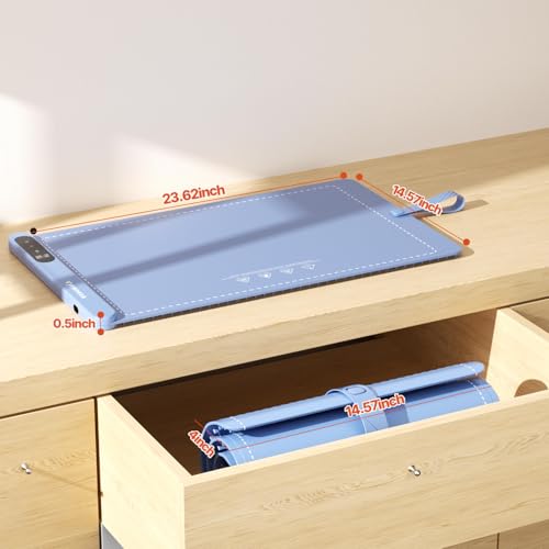 Food Warming Mat for Food, Upgrade High-tech Graphene Heating with 6-Level Adjustable Temperature and 6-Hour Timer, Silicone Roll Up Food Warming Tray, Portable for Parties (Light Blue, Large) - color: Light Blue