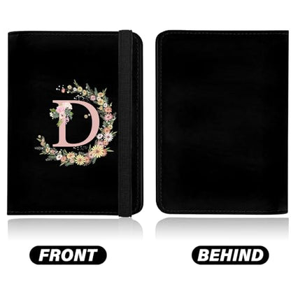 Cute Passport Holder and Holder Combo Passport Cover with RFID Blocking Women Men Compatible Wallet Credit Card Protector（Initial Monogram-D） - color: Black-D