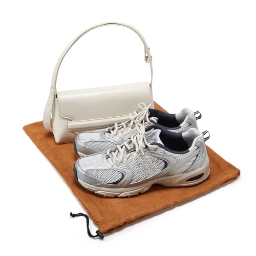 LAKE OF FIRE 4-Piece Travel Shoe Bags for Packing, 17.7" x 13.8" Dustproof Shoe Bags with Drawstring Closure,Washable & Reusable(Brown) - color: Brown