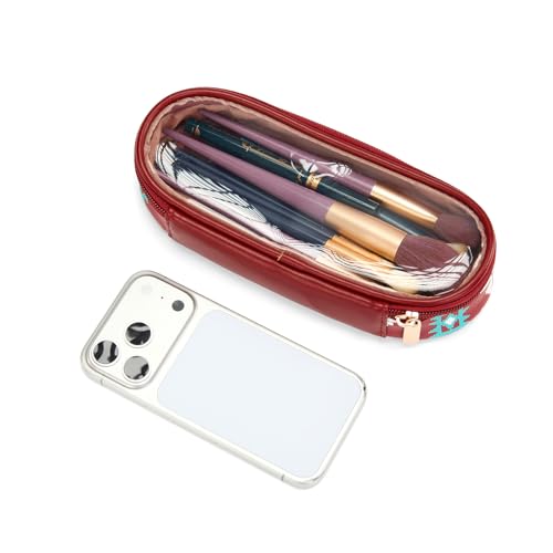 Montana West X Wrangler Travel Makeup Bag 2pcs Set Large Cosmetic Bag with Makeup Brush Holder Portable Make Up Organizer Cute Toiletry Bag with Divider and Handle for Women Aztec - color: Aztec-Red