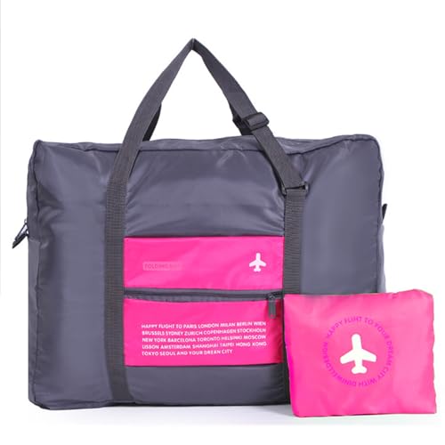 Travel Bag Spirit Airlines Personal Item Bag 18x14x8 Foldable Travel Duffel Bag Tote Carry on Luggage Duffle Overnight for Women and Men(Pink) - color: Pink