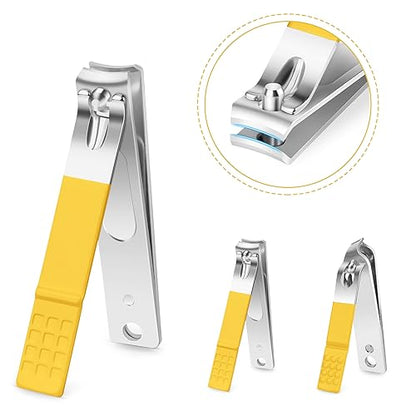 Teamkio 18pcs Manicure Set Pedicure Nail Clippers Set Travel Hygiene Kit Stainless Steel Professional Cutter Care Set Scissor Tweezers Knife Ear Pick Tools Grooming Kits with Leather Case(Yellow） - color: Yellow