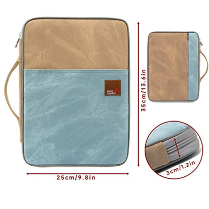 Lanola A4 Document Bags Portfolio Waterproof Business File Holder Travel Gear Organizer Electronics Accessories Bag - color: Khaki and Light Blue