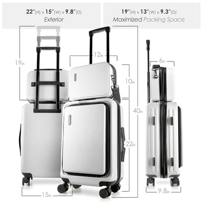 TRAVELARIM 20 Inch Carry On Luggage 22x14x9 Airline Approved, Carry On Suitcase with Wheels, Hard-shell Carry-on Luggage, Durable Luggage Carry On, White Small Suitcase with Cosmetic Carry On Bag - color: White, size: Carry-on 20 Inch