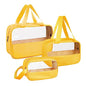 Clear Makeup Bag, 3 Pcs of Cosmetic Bags Set, Transparent PVC Travel Makeup Pouch, Waterproof Cute Toiletry Bag for Women (Yellow) - color: Z-Yellow-3pcs, style: 3pcs