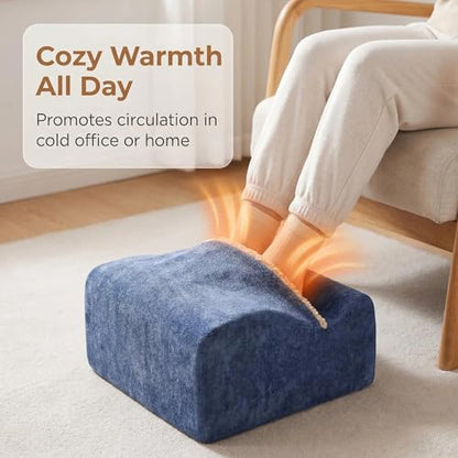 Foot Rest for Under Desk at Work, Office Footrest with Warm Feet Pocket,Ergonomic Under Desk Footrest with Washable Cover, Stool for Office Chair & Back &Pain Relief, (Blue+) - color: Blue+