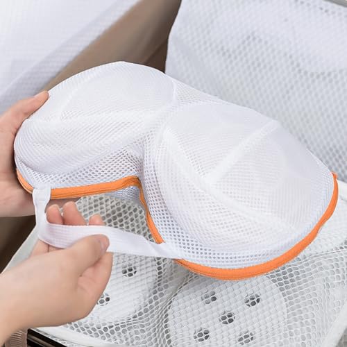 3Pcs Bra Wash Bags for Laundry Lingerie Underwear Brassiere Bag Set for Washing Machine With Zipper Women Delicates Yellow (D to H Cup) - color: Yellow, size: D to H Cup