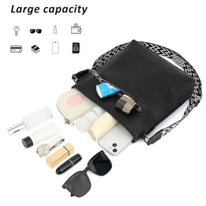 TANTOMI Crossbody Bags for Women Casual Crossbody Purses for Women Travel Shoulder Bag Handbags with Adjustable Strap - color: Black