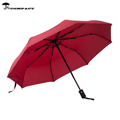 SY COMPACT Travel Umbrella - Windproof Automatic Compact Umbrella for Rain, Lightest 8-Rib, Small, Strong & Portable, Durable Grip, Fits Backpack & Car, Factory Direct (UV Available) - color: Red