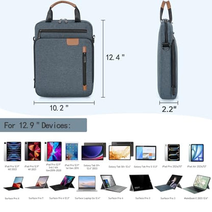 12.9 Inch Tablet Sleeve Bag, Padded Carrying Case for 13" iPad Air M4 M3 M2 2026-2024, iPad Pro M5 M4 M2 M1, Samsung Galaxy Tab S9 FE+/S9+/S8+/S7 FE/S7+ 12.4" 2022/2023, Surface Laptop Go 12.4" - color: Blue, size: 12.9 Inch