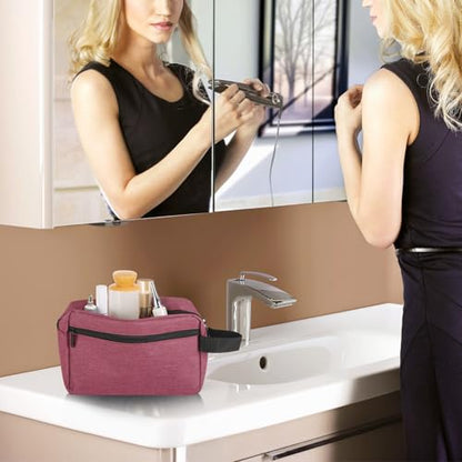 Icramsy Travel Toiletry bag Toiletry bag for women men Hanging Cosmetic bag Travel accessories for Women Men (Purplish red) - color: Purplish red