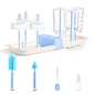 Travel Bottle Washing Kit with Storage Case, 7-in-1 Baby Travel Bottle Cleaner Kit for Travel and Home, All-in-One Baby Bottle Brush Set with Drying Rack for Bottles and Breast Pump Parts (Blue) - color: Blue