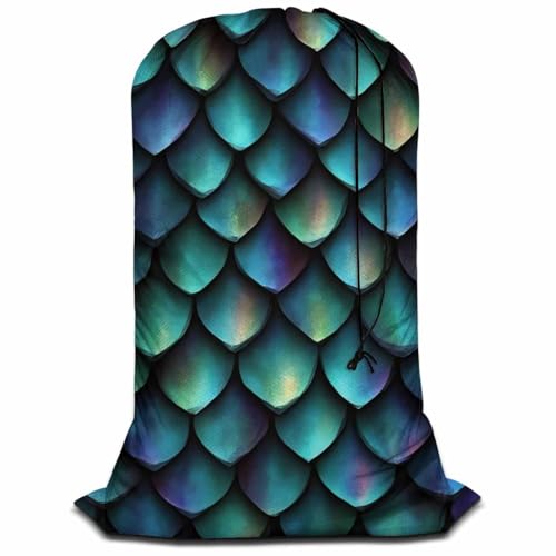 Swono Animal Skin Laundry Bags for Travel, Home, Camping and Gym 3D Print Seamless Texture of Dragon Scales 28" x 40", Football Grid Oxford Cloth - color: Animal Skin