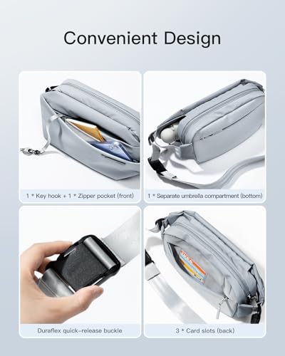 Inateck Sling Bag X, Multi-pocket Crossbody Shoulder Chest Bag with Adjustable Shoulder Strap, Water-resistant Waist Fanny Pack for Men, Women, Travel, Daily Use, Cycling, Hiking, Gray Blue, Large - color: Gray Blue, size: Large