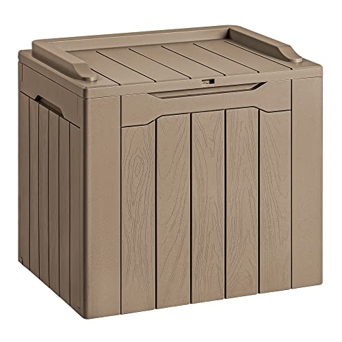 Devoko 30 Gallon Resin Deck Box Outdoor Indoor Waterproof Storage Box for Patio Furniture Pool Accessories Storage for Cushion Garden Tools (30 Gallon, Light Brown) - color: Light Brown, size: 30 Gallon 1 Pack