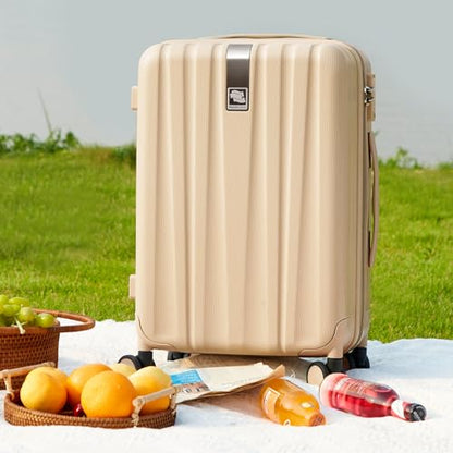 Hanke 20 Inch Carry On Luggage 22x14x9 Airline Approved Lightweight PC Hard Shell Suitcases with Wheels Travel Luggage Rolling Suitcase Travel Luggage Bag for Weekender（Cuba Sand） - color: Cuba Sand, size: Carry on 20 Inch
