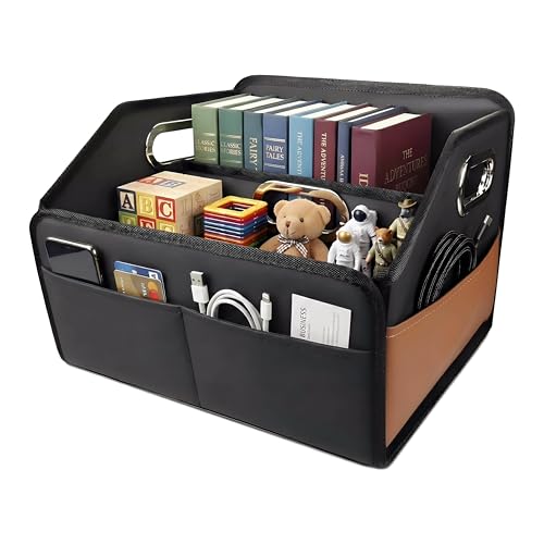 Noaman Car Organizer - 2025 Upgraded Leather Car Storage Organizer for Front Back Seat or Floor with 3 Metal Handles 6 Apartments, Multipurpose Car Organizers and Storage Black. - color: Black