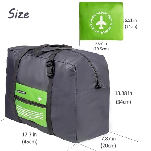 Travel Bag 2PCS Spirit Airlines Personal Item Bag 18x14x8 Foldable Travel Duffel Bag Tote Carry on Luggage Duffle Overnight for Women and Men(Green+Blue) - color: Green+Blue