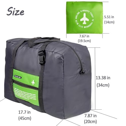 Travel Bag 2PCS Spirit Airlines Personal Item Bag 18x14x8 Foldable Travel Duffel Bag Tote Carry on Luggage Duffle Overnight for Women and Men(Green+Blue) - color: Green+Blue