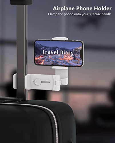 MiiKARE Travel Essentials Airplane Phone Holder, Universal Handsfree Phone Mount for Flying with 360 Degree Rotation, Travel Must Haves Phone Stand for Desk, Tray Table, White - color: White
