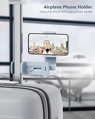 MiiKARE Travel Essentials Airplane Phone Holder, Universal Handsfree Phone Mount for Flying with 360 Degree Rotation, Travel Must Haves Phone Stand for Desk, Tray Table, Purple&Blue - color: Purple&Blue