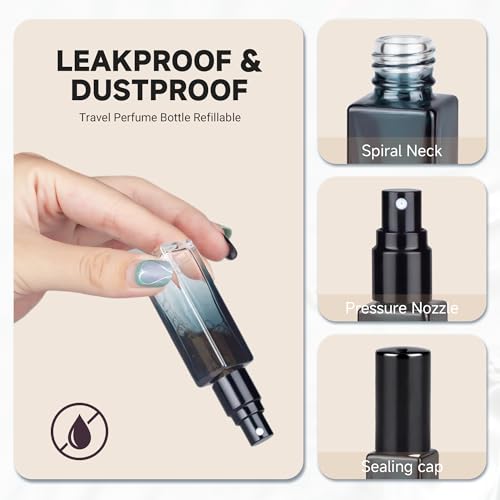Perfume Travel Refillable Atomizer, 3 Pack 10ml Leak Proof Refillable Perfume Bottle for Air Travel, Purse and Business Trips, Glass Atomizer Sprayer for Cologne with Funnel & Pipette - color: Gradientblue Black