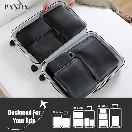 PANDA JOYS 4 Set Compression Packing Cubes Travel - Travel Accessories Expandable Packing Organizers for Carry On - Essentials Luggage Bags - Black - color: Black