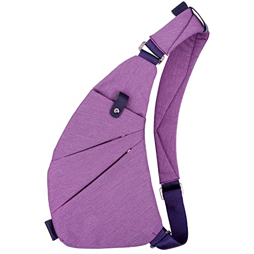 MRang Sling Crossbody Bags Trendy Travel Anti Theft Safe Purse Bags for Women Men Waterproof - color: Strap on Right Shoulder-purple