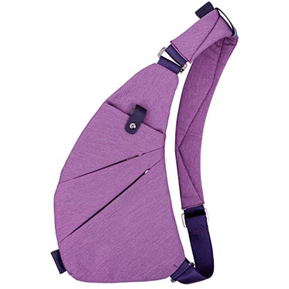 MRang Sling Crossbody Bags Trendy Travel Anti Theft Safe Purse Bags for Women Men Waterproof - color: Strap on Right Shoulder-purple