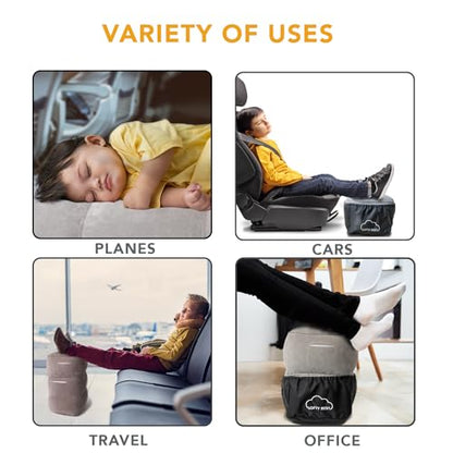 LoftyRest Inflatable Foot Rest Pillow for Travel- Kid-Friendly Bed Design for Airplane Travel - 3 Adjustable Heights - 3 Pockets - Airplane, Car, Train, & Home - Ensures Restful Flight for Kids/Adults