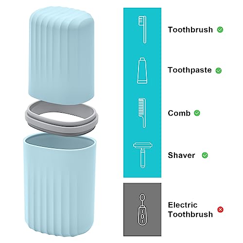VITVITI Toothbrush Travel Case, Portable Travel Soap Container Leakproof Dish Tray, 7.88 inch Toothpaste Toothbrush Holders with Cover for Trip/Bathroom/Camping(Blue) - color: Blue