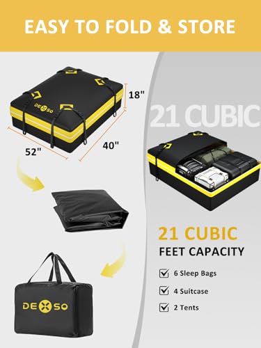 64" x 39" Universal Roof Rack Basket, 200 Lbs Capacity Rooftop Cargo Carrier Basket with 21 Cubic Feet (52" x 39" x 18") Waterproof Luggage Bag, for Suvs, Trucks, Vehiclesor Suvs, Trucks, Vehicles - size: 64" x 39" w/Bag