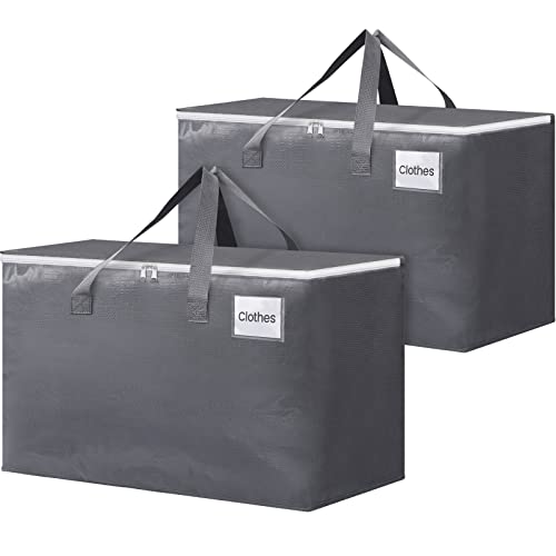 BlissTotes Large Moving Boxes and with Zippers & Handles Moving Supplies with lids, Heavy Duty Totes for Storage Bags for Space Saving, Fold Flat, Moving and Storing 125L, 2 Pack - size: 125L-2 Packs