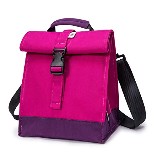 SUNNY BIRD Insulated Lunch Bag Rolltop Lunch Box Tote Lunchbox Bag for Women, Girls, Teens and Kids (Purple) - color: Purple