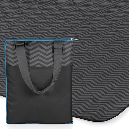 Vista Outdoor Picnic Blanket & Tote, (Waves Collection - Gray with Vista Blue Accents) - color: Wave Collection