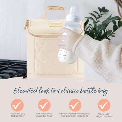 Itzy Ritzy Insulated Bottle Bag – Keeps Bottles Warm or Cool - Holds 3 Bottles & Features Interior Pocket for Ice Pack (Not Included), Milk & Honey - color: Milk & Honey