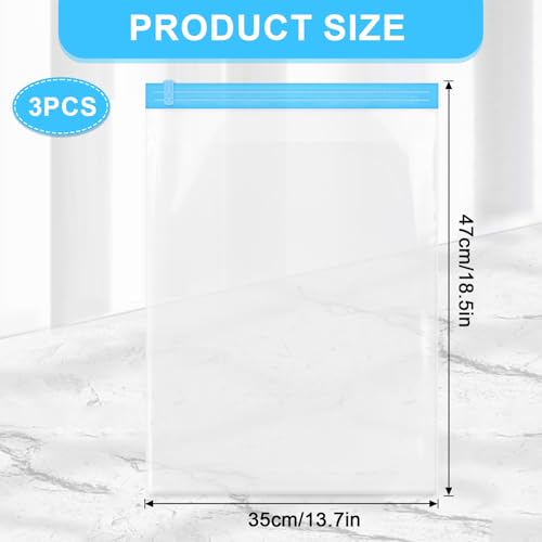Travel Compression Bags, Roll-Up Space Saver Bags Vacuum Storage Bags 47x35cm/18.5x13.7in for Luggage Backpack Suitcase Packing Organizers(3PCS)