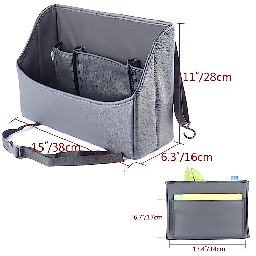 Viaviat Car Handbag Purse Holder Between Seats Leather Car Front Seat Storage Bag Large Capacity Car Organizers for Book Document Phone Bottle Tissue Toy (Black Style-1) - color: Black (Style 1)