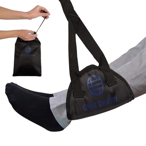 Airplane Foot Hammock for Plane Travel with Memory Foam, Adjustable Airplane Foot Rest & Foot Hammock with Flat Base Best Plane Travel Essentials for Long Flight Comfort & Relaxation